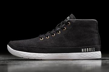 Black Nobull Denim Canvas Mid Women's Trainers | CA C1900T